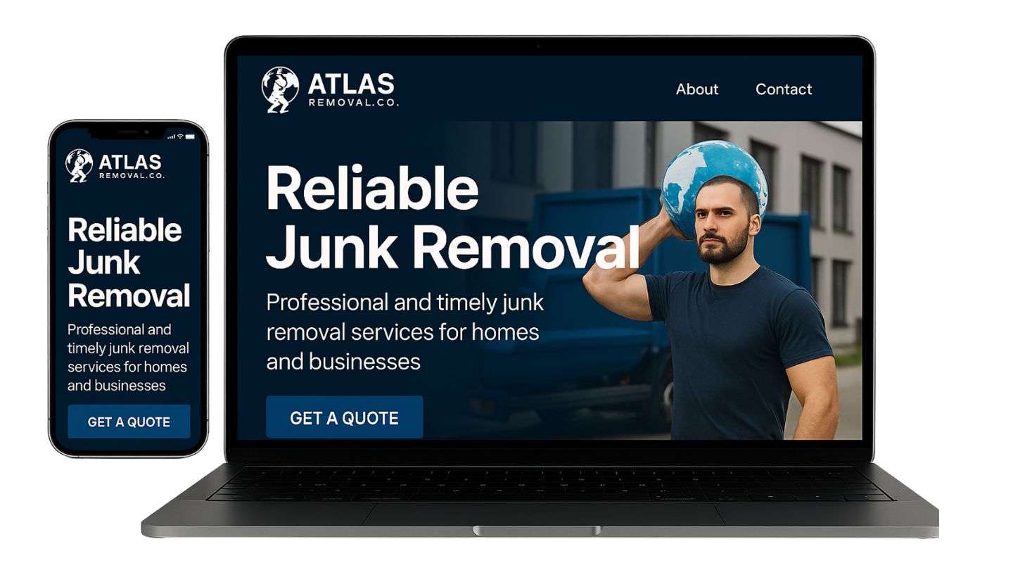 Responsive junk removal website on laptop and mobile